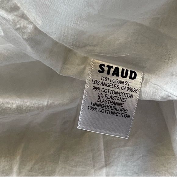Staud Wells Stretch Cotton white short sleeve midi cotton dress size 4 - Picture 9 of 12